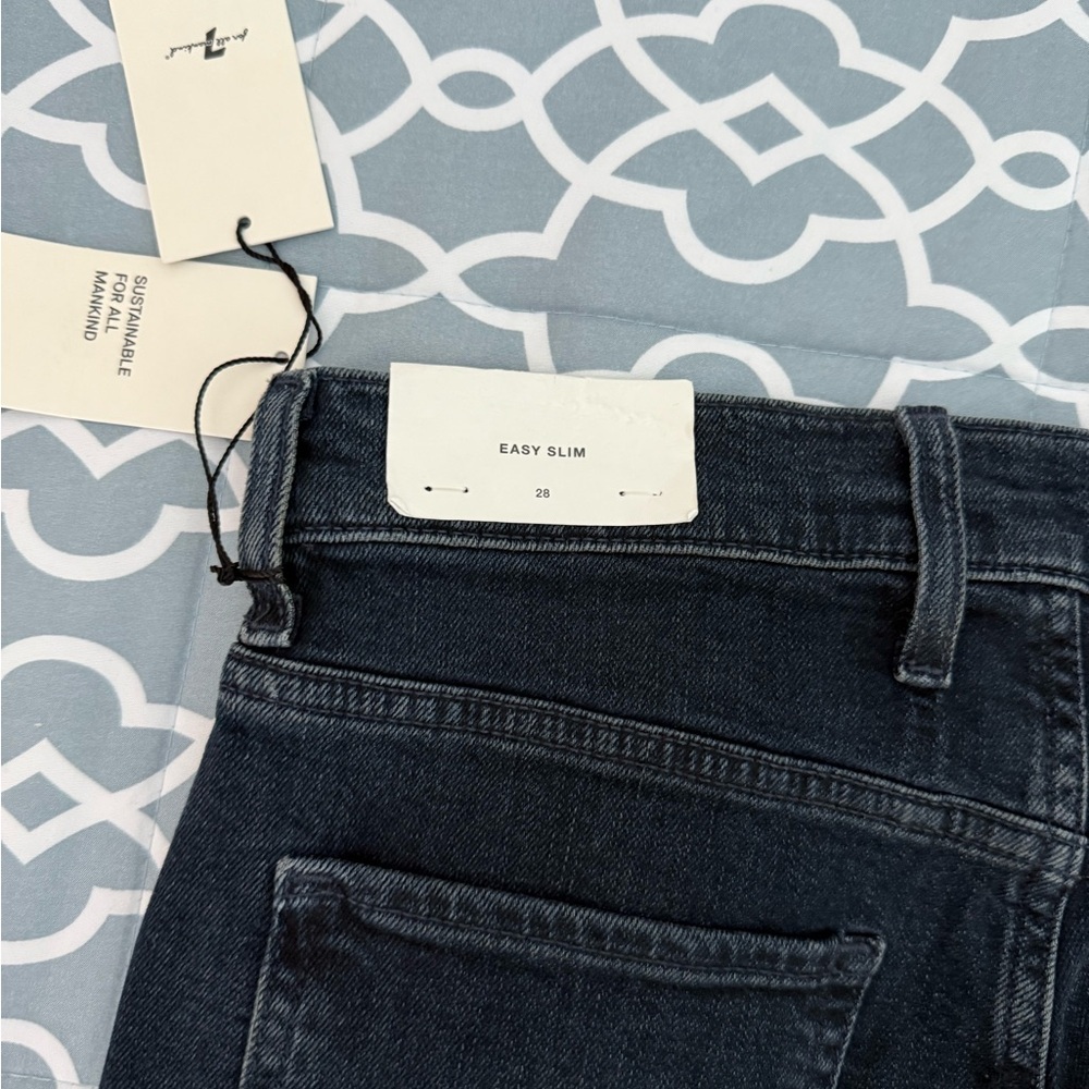 7 For All Mankind Women's Straight Leg Jeans - Dark Blue - Picture 5 of 5